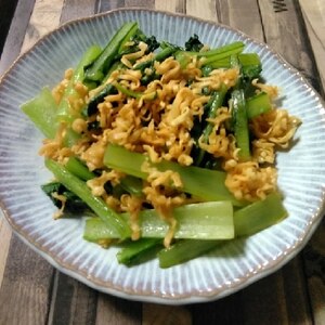 袋麺と青菜炒め